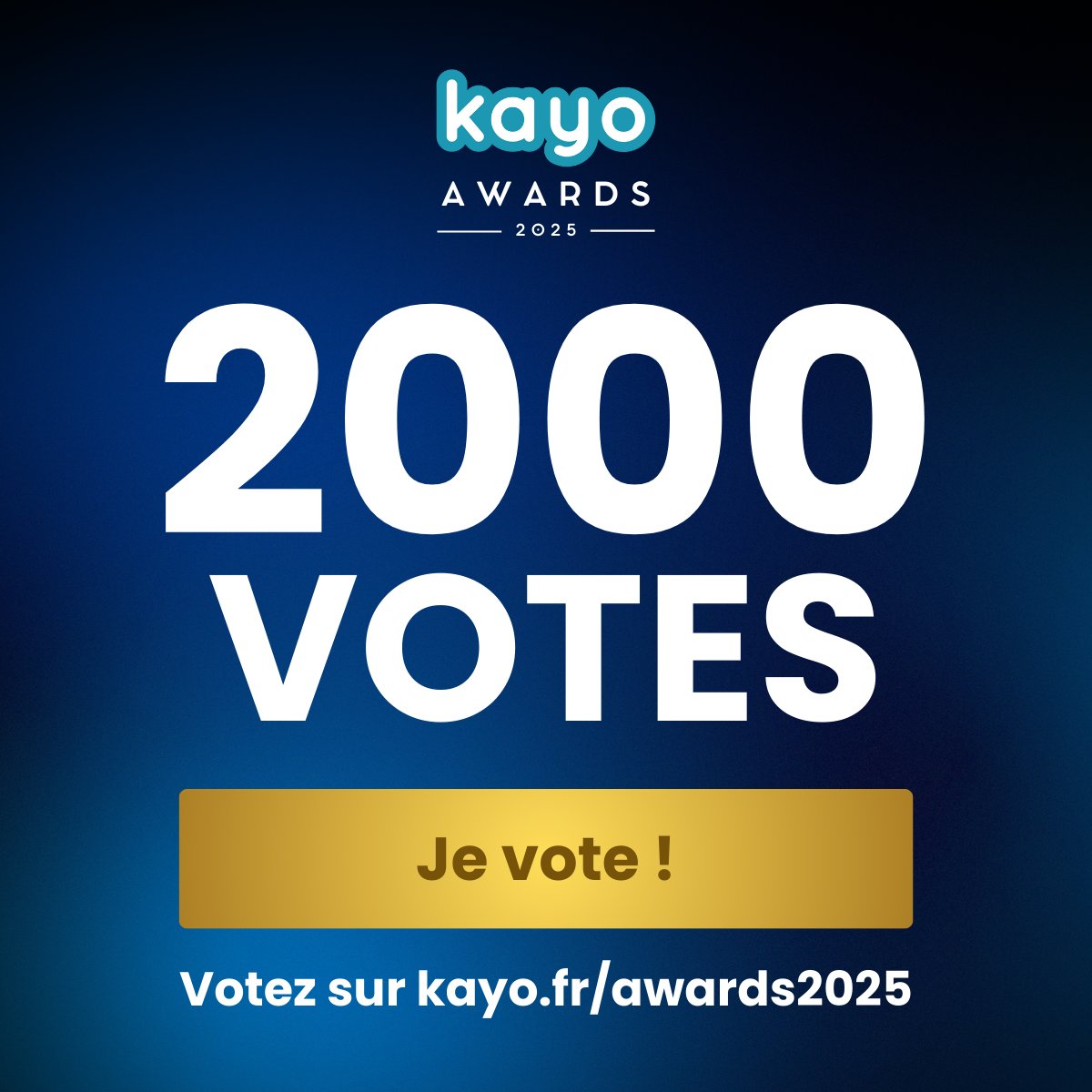 [ KAYO Awards 2025 ] - Déjà + de 2000 votes 🎉

⚡️ Clôture des votes le 14 février !

➡️ Votez pour votre projet préféré : hubs.ly/Q034_d0z0

#KAYOAwards2025
