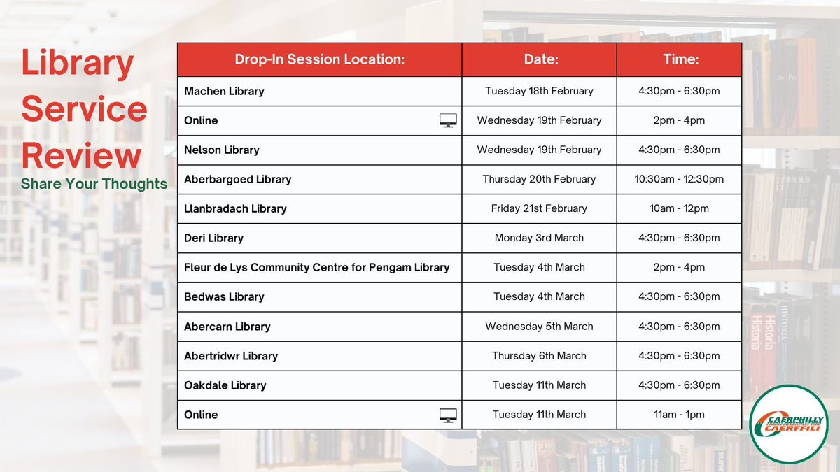 CaerphillyCBC's tweet photo. 📚The way we deliver our library services across the county borough is currently under consultation and the future could see improved central library ‘hubs’ across our town centres. 

💭Have your say: https://t.co/OLrv3VmjcD https://t.co/ho4zEDzBwY