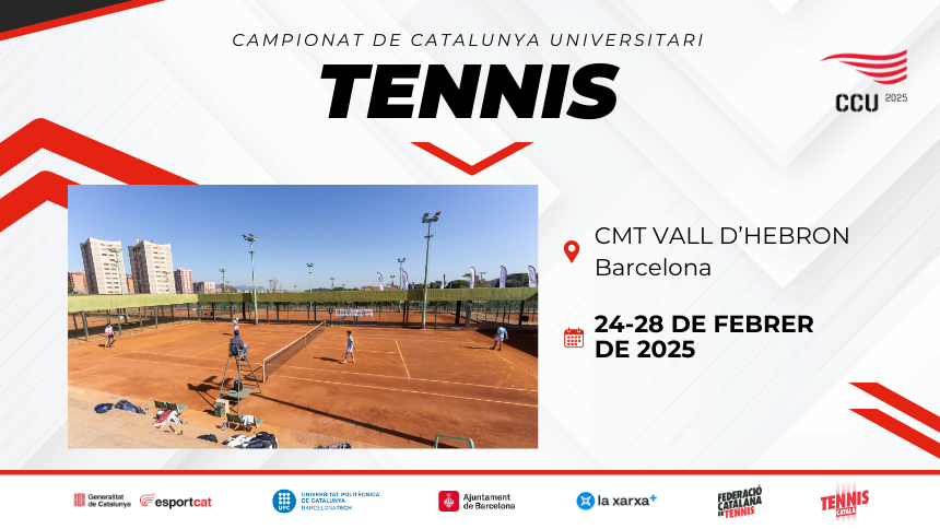 #CCU25 I Tot a punt per al CCU de Tennis Individual i Dobles! 🎾

🗓️Del 24 al 28 de febrer
📌CMT Vall d’Hebron (Passeig de la Vall d'Hebron 178, Barcelona)
✍️Per a més informació i inscripcions: esportuniversitari.cat/noticia-item/1…

#EsportUniversitari #Esportcatalà <a href="/FCatTennis/">Tennis Català</a>