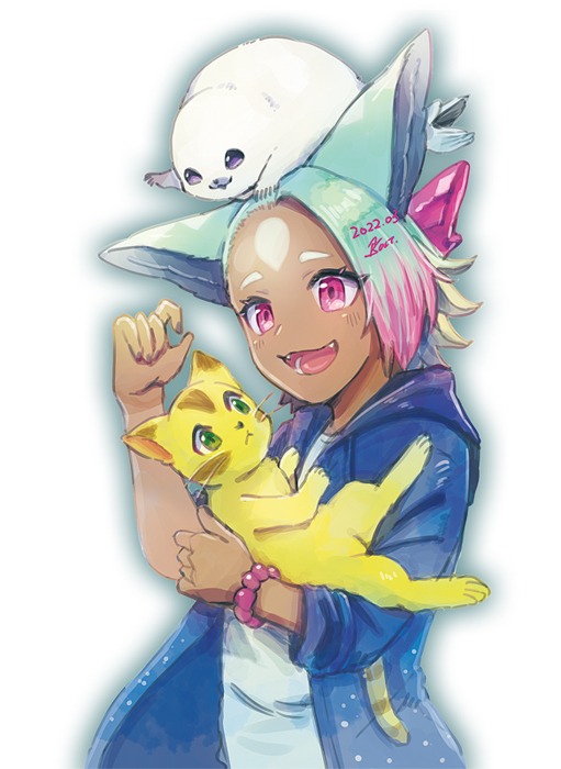 「#刺さる人に届け一次創作祭りケモノと人間とか、もちふわなドラゴンとかアザラシを描」|猫田博人🦭🌟「治癒なぜ」連載中のイラスト