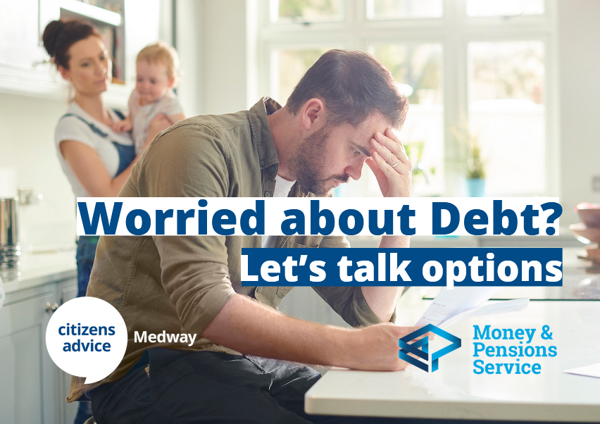 If you're worried about debts, please get in touch with us as soon as possible on 01634 383 760 to discuss how our team of caseworkers can support you.