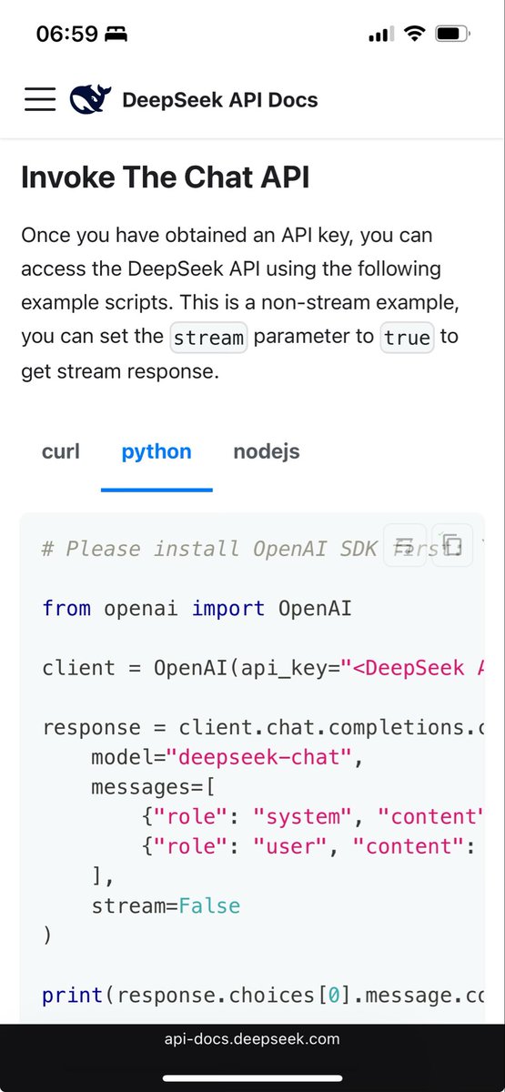 gnvito's tweet photo. Wait deepseek uses OpenAI for their api? https://t.co/OT7Zydf0Qt