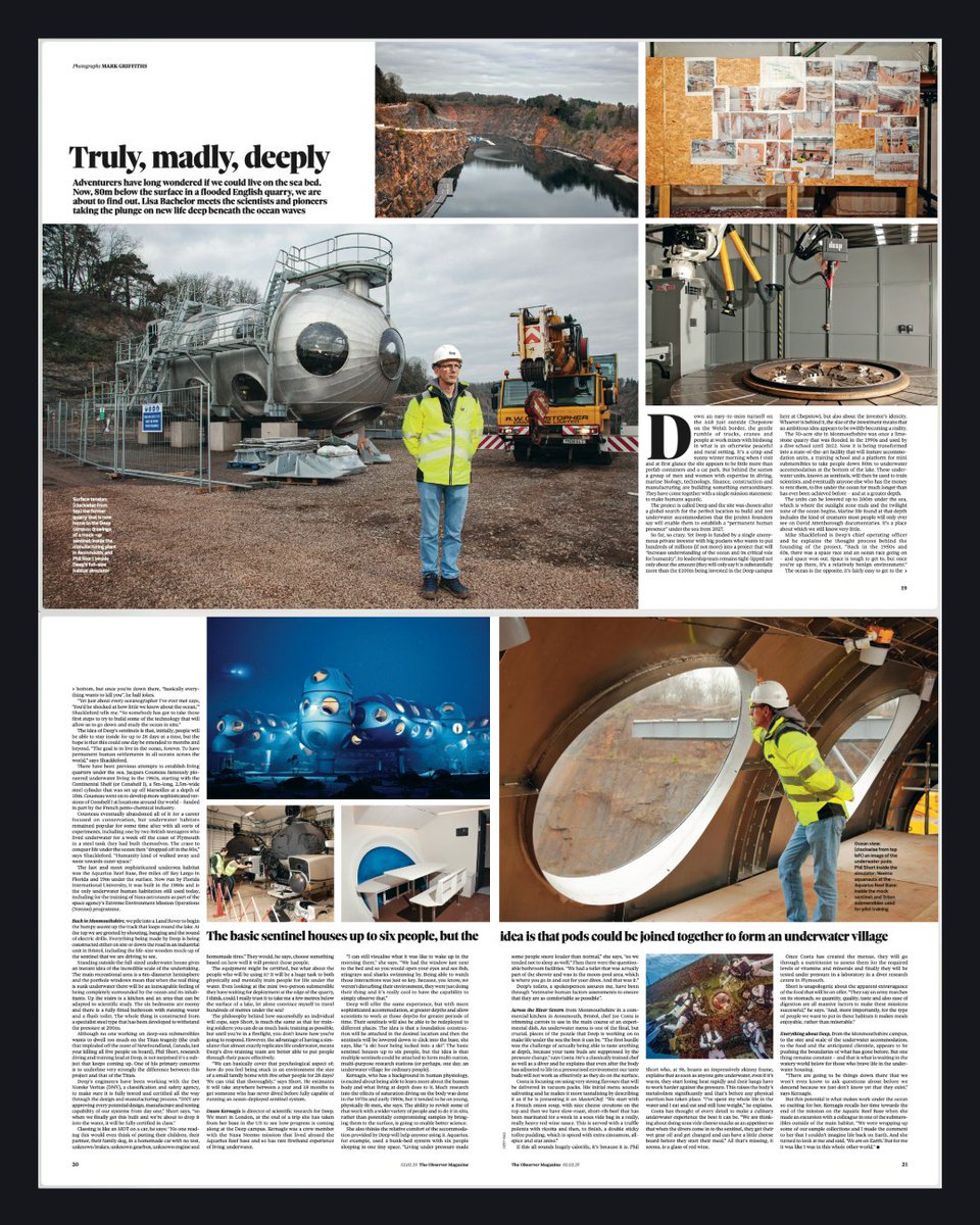 DeepEngineered's tweet image. There was a fantastic feature on DEEP in The Observer yesterday!

Also online here: bit.ly/3WLnkoi

#DEEP #Observer #Guardian