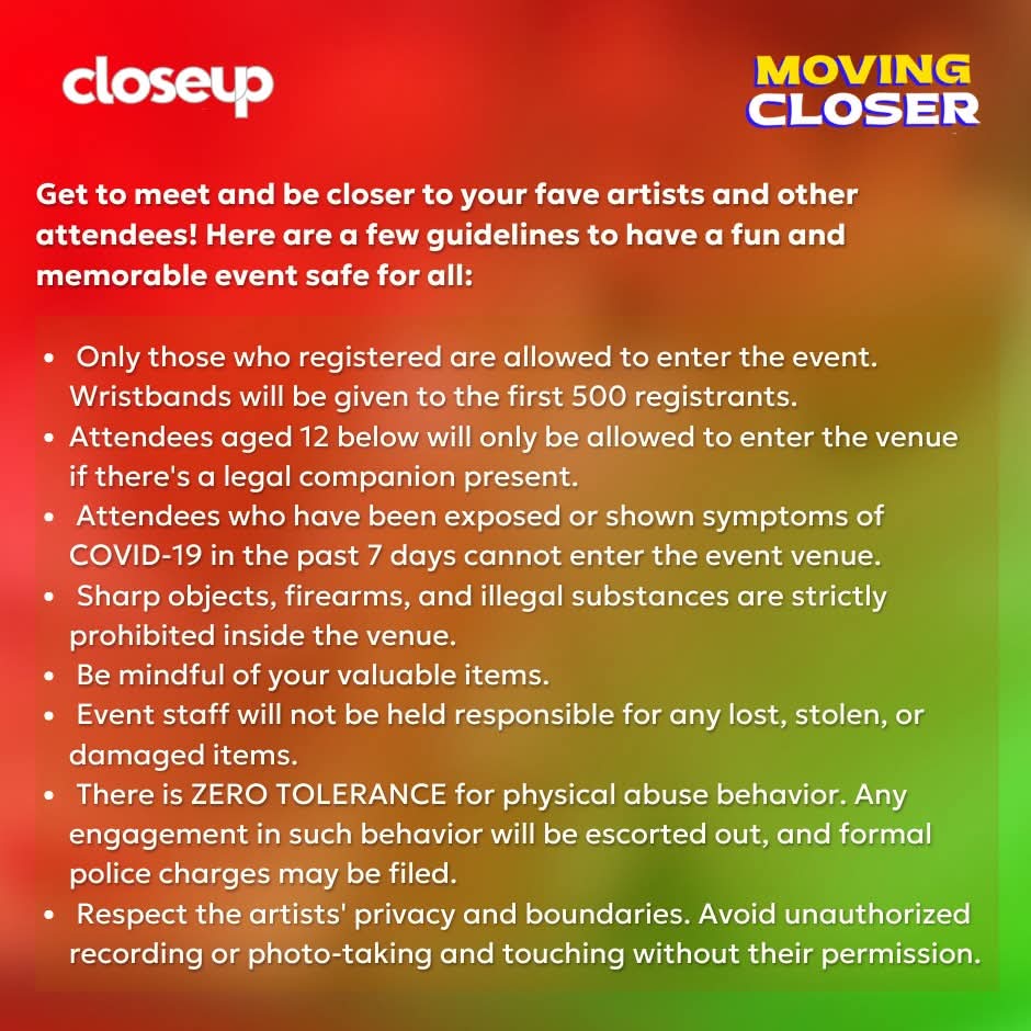 MDBOFC's tweet photo. 🎟️ To Enter: Bring any Closeup product – first 500 people only!
Let’s make it a day to remember! 💕
#ChooseFreshChooseCloseup
#MovingCloser
#DonBelle
#FelipLive https://t.co/ICbKMNHkUk