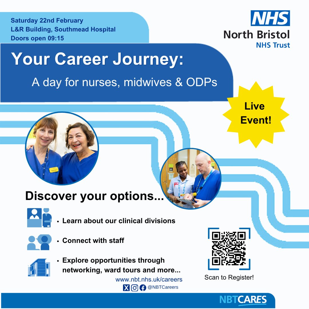📣 Exciting Event News!📣

We are thrilled to announce our next Nursing, Midwifery and ODP Event!💙

📍 Where: Learning &amp; Research Building, Southmead Hospital
📅 When: Saturday, 22nd February 
🕘 Time: 9:15 AM

Register your interest here! form.jotform.com/242133949322354