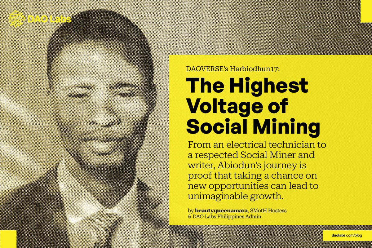 TheDAOLabs's tweet photo. 🚀 From working as an electrical technician to exploring blockchain, @aajirotutu17 ’s life made a high-voltage shift to a fulfilling and financially sustainable career in #SocialMining.

👨🏽See how he unlocked growth, financial independence, and new possibilities in our blog:

💻https://t.co/sDpxKnafLn