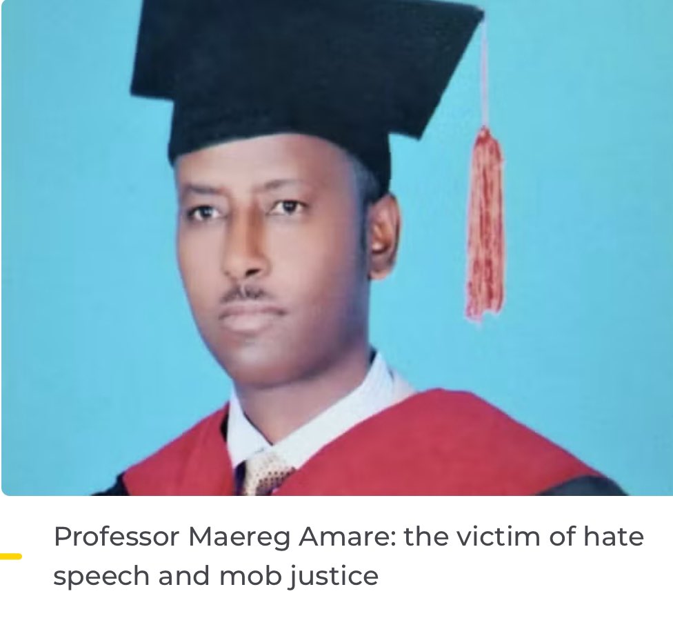 ProfMulugeta's tweet photo. PublicHealthMessage#3: Stop killing health professionals.

The killing of health professionals and the destruction of health facilities has become very common in conflicts around the world. Tigray has seen the worst impact in the war from 2020-2022. It needs to stop as health workers, health facilities and patients are not targets of war. 

Today, I will mention the tale of 2 murdered doctors in the Amhara region of Ethiopia, Bahir Dar city. 

The victim of “hate machine”, Maereg Amare Abraha, a Professor of Analytical Chemistry at Bahir Dar University in Ethiopia, was murdered in broad daylight and in front of his house, in Bahir Dar city, on 2 November 2023.

Another recent victim is Dr. Andualem Dagne, a young surgeon at Tibebe Ghion Specialized Hospital of Bahir Dar University. It is reported that he was senselessly gunned down last week in Bahir Dar City. 

In my view the circumstances of the murder of these two doctors is different and it’s important to address the context of their murders and the way their colleagues and institutions reacted to their murders. 

The Tigrayan doctor, Prof Meareg, was a victim of hate motivated attack as demonstrated by the cheering of his death by some of his colleagues, neighbors and Amhara elites from different corners of the world. 

On the other hand, the death of Dr Andualem, who is Amhara, is being decried from Tigray (Tigray Medical Association has issued a statement) and other parts of the country including by the Oromo politician, Mr Jawar Mohammed. @Jawar_Mohammed @FAmdeslasie 

In Ethiopia, such daylight murders  have become common since 2018 but no justice has been served on any one of them. In fact, this week while being crowned as President of Prosperity Party, the PM of Ethiopia has unashamedly declared “no single soul is tortured under his watch since 2018”. 

Sadly, millions have perished according to human rights organizations, UN reports and the New Lines Institute report. @hrw @amnesty @NewlinesInst 

The murder of these professionals and other civilians still cries for Justice. Human rights organizations and defenders of justice need to call for immediate action against the perpetrators of such senseless killings. 

#StopKillingCivillians
#Justice4DrMeareg
#Justice4DrAndualem
@VOAAfrica @VOANews @VOATigrigna @HarunMaruf @TiborPNagyJr @DrJPPham @Tigrai_TV @BahirDarUnivers @MekelleUni @aksumuniv @ayder_hospital @AksumHospi4940 @WHOAFRO @WHO @DrTedros @TonyMaganaNS @umasalam @MUSC_CGH @MUSC_COM @MUSCGlobalSurg @APHAPeaceCaucus @PublicHealth