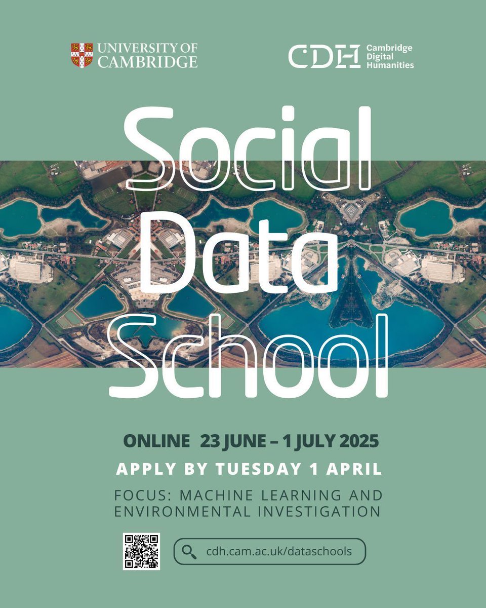 CamDigHum's tweet photo. 🚨BIG NEWS🚨

Registration is OPEN for the Cambridge Social Data School (23 June - 1 July).

Once again, we've partnered with the @PulitzerCenter to deliver a programme on machine learning and environmental investigation - this time all online.

Read more: https://t.co/WRcSn7MEVI https://t.co/hCtYWZhEEX