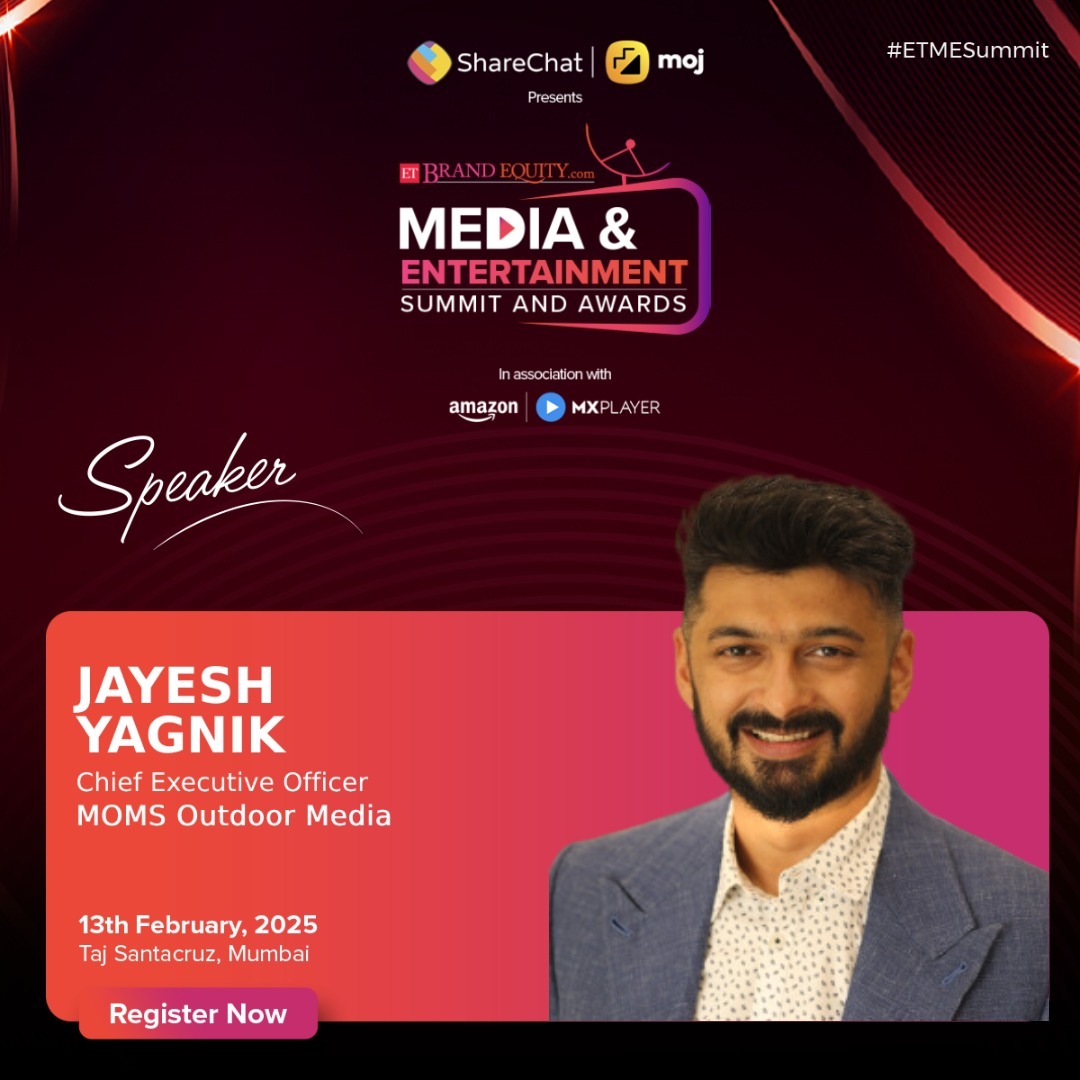 ETBrandEquity's tweet image. How is outdoor advertising evolving in the digital age?

Join Jayesh Yagnik, CEO, MOMS Outdoor Media, at #ETMESummit 2025 as he explores data-driven strategies &amp;amp; impactful brand storytelling.

🔗 Register Now: …ndequity.economictimes.indiatimes.com/media-entertai…

#Leadership #OOHAdvertising
