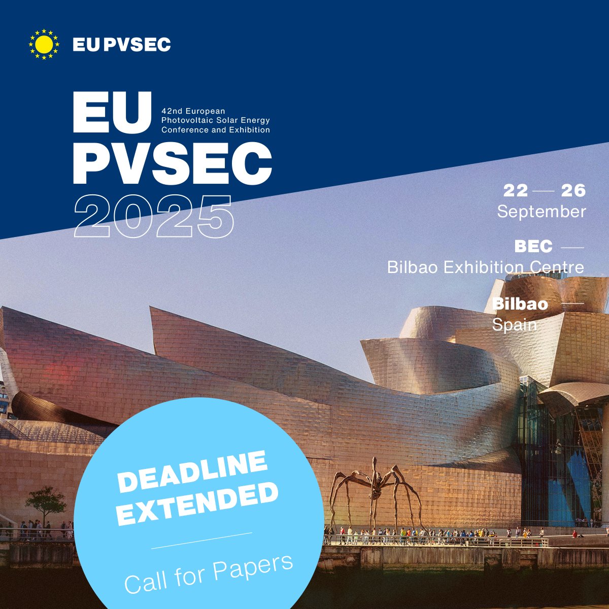 EUPVSEC's tweet photo. Exciting News: Call for Papers – Deadline Extended!

Due to high demand, the deadline for #EUPVSEC2025 abstract submissions has been extended to 𝟕 𝐅𝐞𝐛𝐫𝐮𝐚𝐫𝐲!  
Seize the opportunity – submit your abstract now!
https://t.co/jAspvpxXoG

#EUPVSEC  #CallForPapers #PVResearch https://t.co/GvDOab9qBT