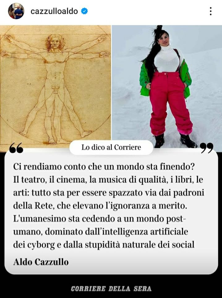 AndyMontany's tweet photo. Come non essere d'accordo con Aldo Cazzullo? 
@Corriere #AldoCazzullo #Roccaraso #influencers #degrado #Postumanesimo https://t.co/XfDgplZxMG