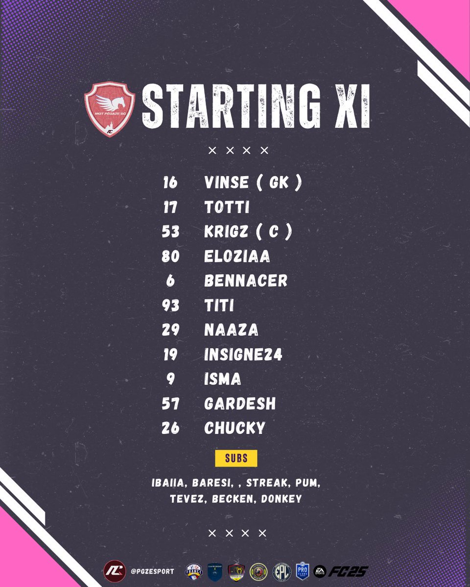 MGT PÉGAZE esport (Actu) (@pgzesport) on Twitter photo #11Lineup #MGTPEGAZE
👔 <a href="/Ntay_Chucky/">Ntay_Chucky</a>
📋 Programme :
➡️ <a href="/OfficialVPG/">Virtual Pro Gaming</a> (Championship A)
➡️ <a href="/VPGFrance_/">VPG France</a> (L3)
➡️ <a href="/belgique_vpg/">VPG BELGIQUE 🇧🇪</a> (Masterleague A)
#OnlyForProPlayers #PGZ <a href="/_xKun/">Kun</a> #11Lineup #MGTPEGAZE
👔 <a href="/Ntay_Chucky/">Ntay_Chucky</a>
📋 Programme :
➡️ <a href="/OfficialVPG/">Virtual Pro Gaming</a> (Championship A)
➡️ <a href="/VPGFrance_/">VPG France</a> (L3)
➡️ <a href="/belgique_vpg/">VPG BELGIQUE 🇧🇪</a> (Masterleague A)
#OnlyForProPlayers #PGZ <a href="/_xKun/">Kun</a>