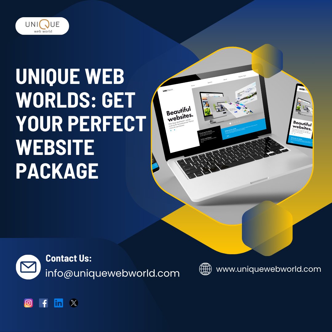 UniqueWebWorld1's tweet image. Ready for a website that suits your business perfectly? With Unique Web World’s custom website packages, you’ll get everything you need to create a site that stands out. Reach out to start today! #WebsitePackages #BusinessSuccess #WebDesign #PerfectWebsite