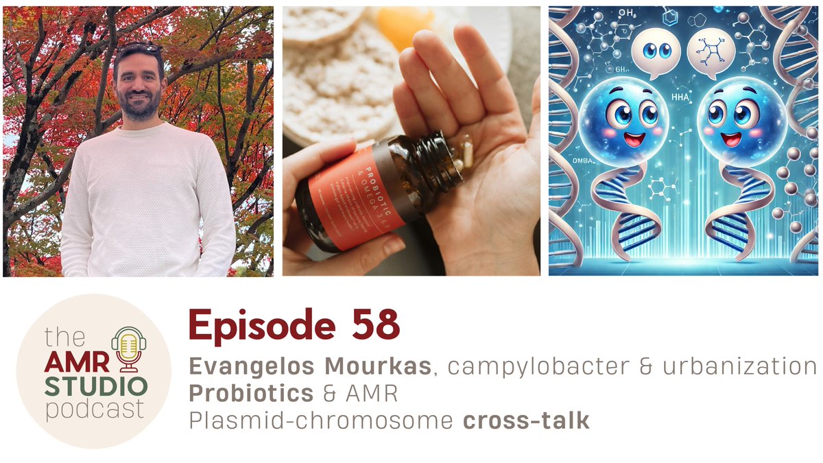 🚀 The 2025 season kicks off at #theAMRstudio!

We talk to Dr. Evangelos Mourkas, a vet-turned-computational biologist tackling AMR in the field &amp; lab. Plus, we cover new research on probiotics &amp; plasmid-chromosome cross-talk!

🎧 Listen: bit.ly/AMRep58

#AMR #SciComm