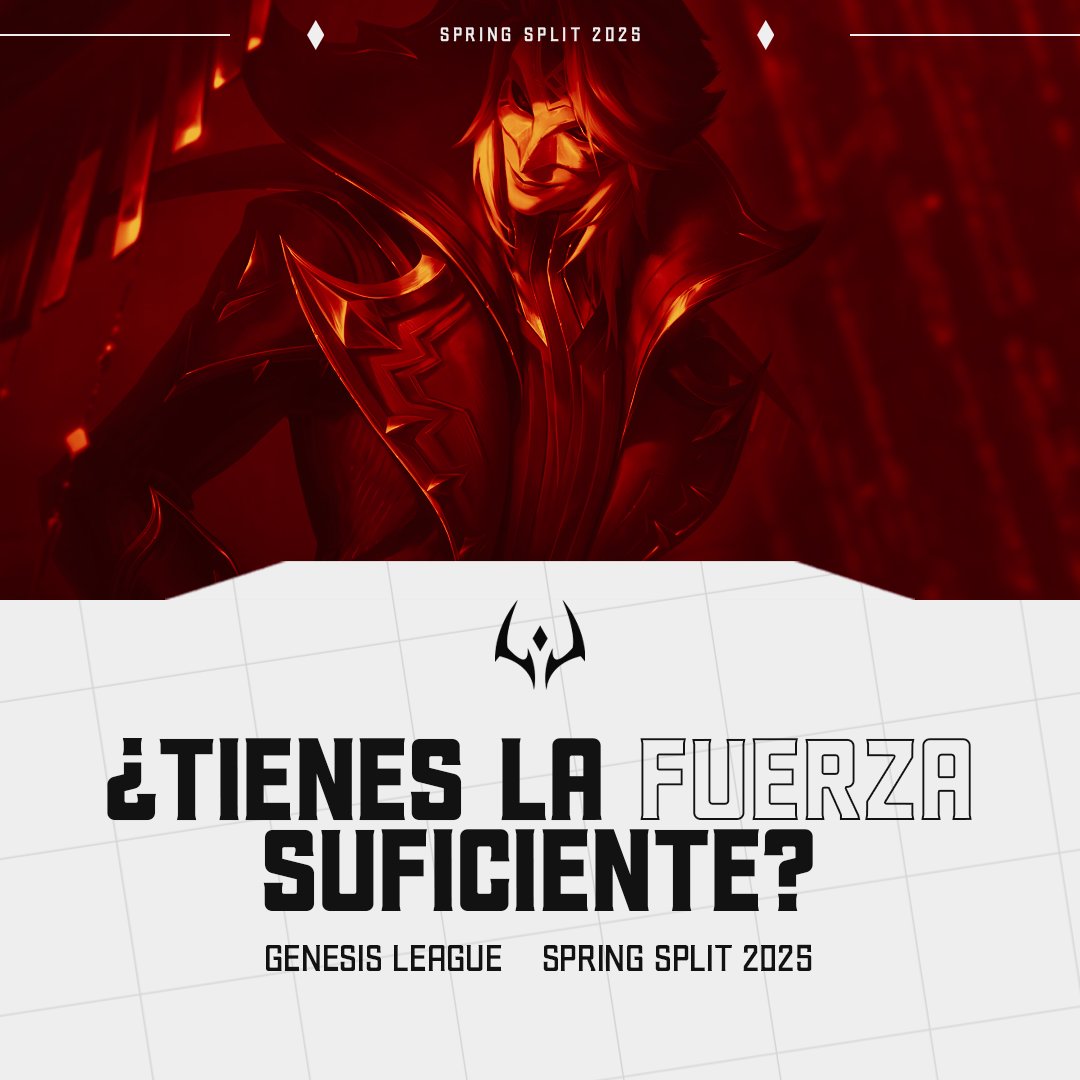 GenLegOffi's tweet photo. ¿Tienes lo necesario para dominar la Grieta del Invocador?🏆
¡El Spring Split 2025 de Genesis League está por comenzar!⚔️
Demuestra tu fuerza, estrategia y trabajo en equipo.🚀
¿Estás listo para escribir tu historia?🎮
#GenesisLeague #SpringSplit2025 #eSports #LeagueOfLegends https://t.co/h7EyiXLs46