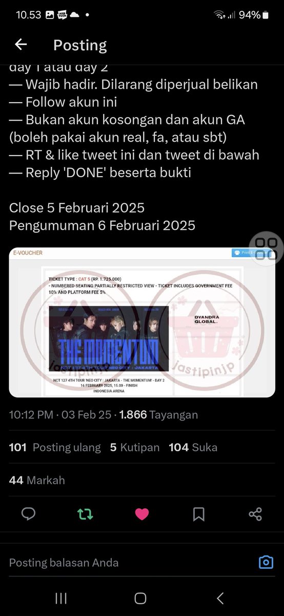 doyieeily's tweet photo. @jastipinjp DONE. haii makasih ya kak udah buat GA inii, semoga GA ini bisa jadi rezeki aku buat ketemu ilichil dikonser momentum🥹🤲🏻 https://t.co/ddGSdZLXSu