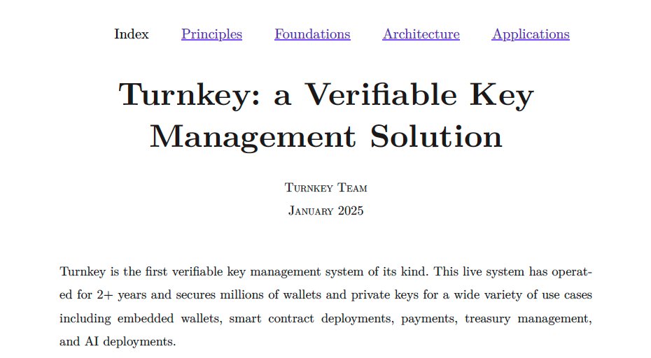 We’re proud to release the Turnkey whitepaper at whitepaper.turnkey.com

TL;DR: We’ve built and deployed the first verifiable key management system of its kind, battle-tested by securing millions of wallets in production.