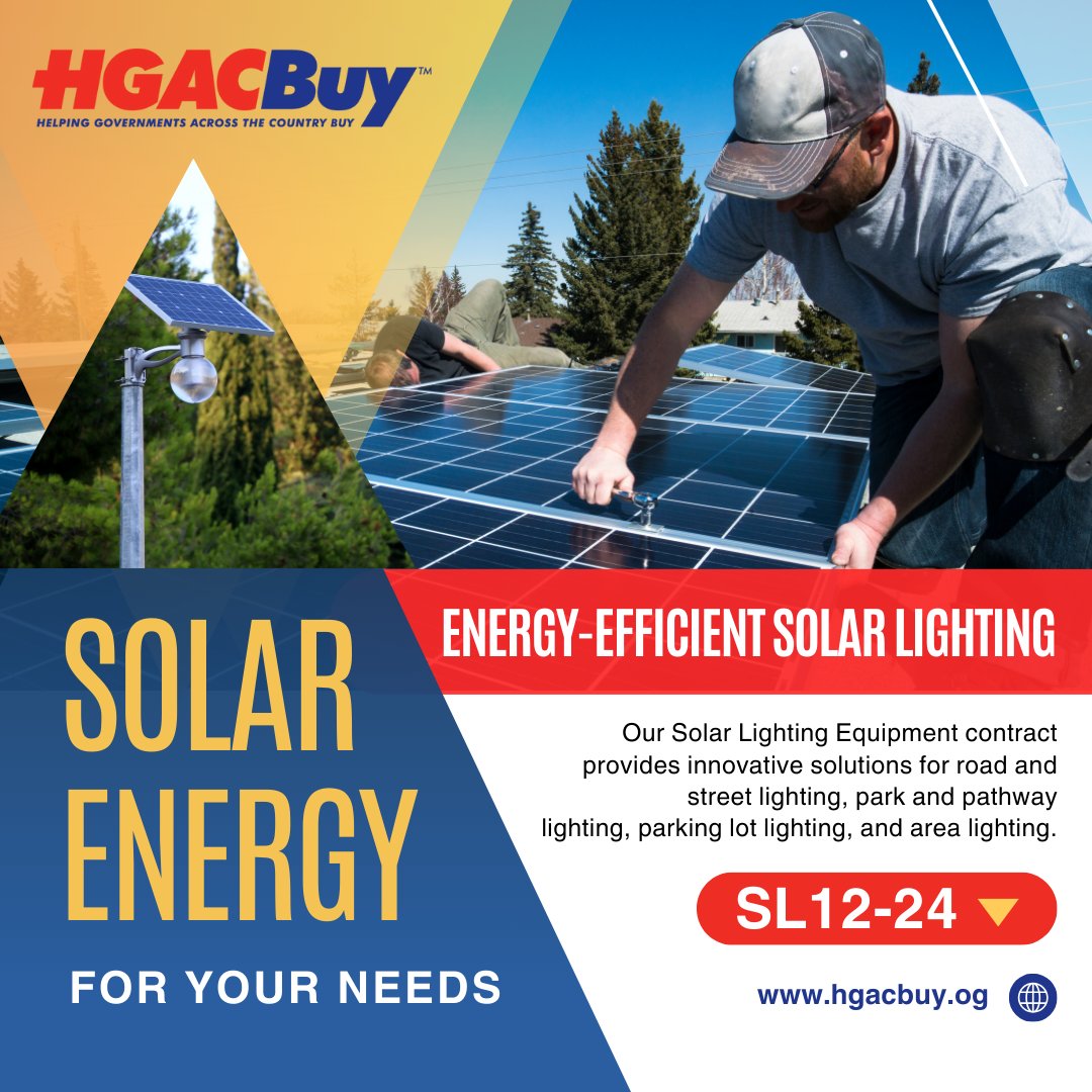 HgacbuyTeam1's tweet image. Our Solar Lighting Equipment contract provides innovative solutions for road and street lighting, park and pathway lighting, parking lot lighting, and area lighting. 

Switch to sustainable, cost-effective lighting today! Learn more: hgacbuy.org/products-and-s…
#SolarLighting