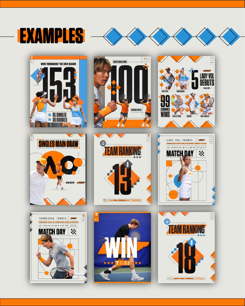 kamwatson_2's tweet photo. Here’s a look at my brand system for the Tennessee Tennis program for the 2024-25 year!

This look is  primarily inspired by geometric abstraction and the Bauhaus movement that originated in Germany. Big focus on cohesiveness and repeating similar elements in different ways. https://t.co/OiVJJFlv4k