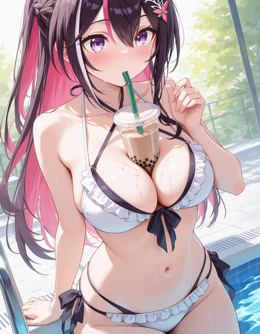 タピオカチャレンジをするAZKi