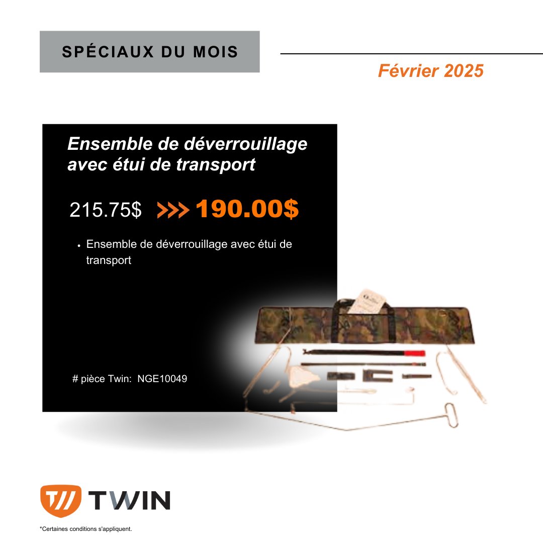 eqtwin's tweet photo. Voici nos spéciaux pour le mois de Février 2025! 

Besoin d'équipements ▶ https://t.co/jsv1fmfF1w
☎️ 514-353-1190 • 📨 info@twin.ca

#equipementstwin https://t.co/1g1jgBSHuK