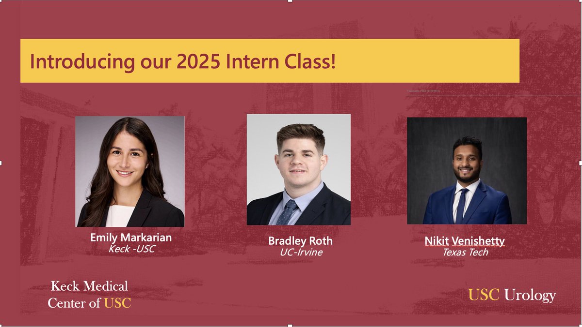 USC Urology (@usc_urology) on Twitter photo Introducing our urology intern class Emily Markarian of <a href="/KECKSchool_USC/">Keck School of Medicine of USC</a> Bradley Roth of <a href="/UCIrvine/">UC Irvine</a> & Nikit Venishetty of <a href="/TexasTech/">Texas Tech University</a> <a href="/KeckMedicineUSC/">Keck Medicine of USC</a> <a href="/LAGeneralMed/">Los Angeles General Medical Center</a> <a href="/AmerUrological/">Amer. Urol. Assn.</a> <a href="/so_uro/">UroSoMe</a> <a href="/UrologyMatch/">Urology Match</a> <a href="/Uro_Res/">The Urology Applicant ⚕</a> Congratulations 🎉 to all ✌️#uscurology #urosome Introducing our urology intern class Emily Markarian of <a href="/KECKSchool_USC/">Keck School of Medicine of USC</a> Bradley Roth of <a href="/UCIrvine/">UC Irvine</a> & Nikit Venishetty of <a href="/TexasTech/">Texas Tech University</a> <a href="/KeckMedicineUSC/">Keck Medicine of USC</a> <a href="/LAGeneralMed/">Los Angeles General Medical Center</a> <a href="/AmerUrological/">Amer. Urol. Assn.</a> <a href="/so_uro/">UroSoMe</a> <a href="/UrologyMatch/">Urology Match</a> <a href="/Uro_Res/">The Urology Applicant ⚕</a> Congratulations 🎉 to all ✌️#uscurology #urosome