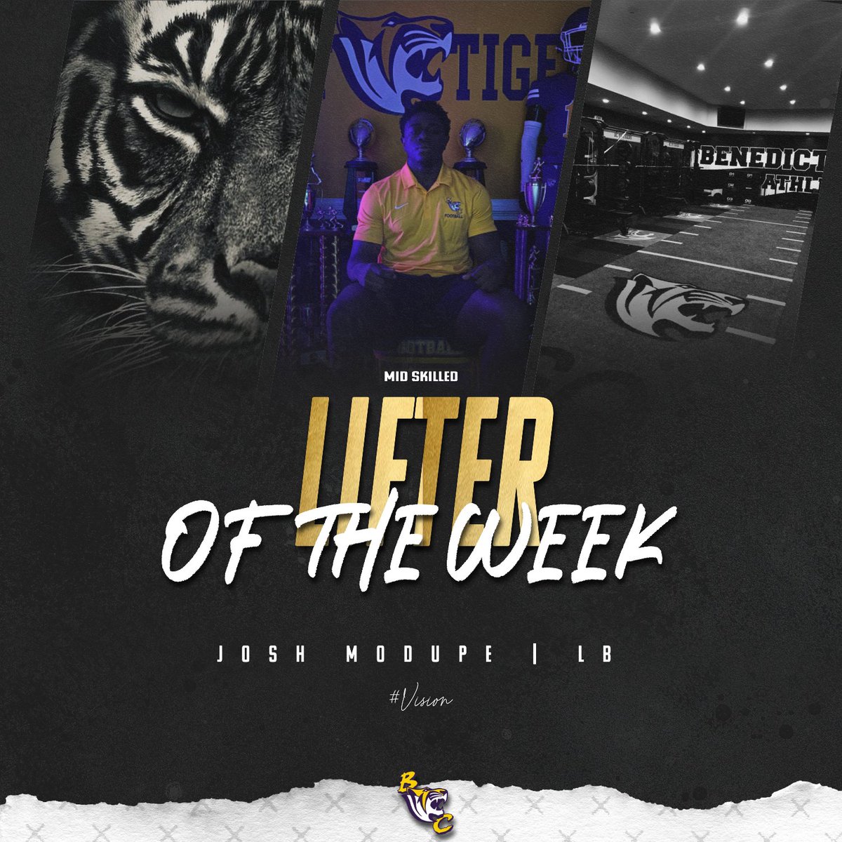 GoTigers_FB's tweet image. LIFTERS of the Week!   

SKILLED: @GeoJallah3 

MID SKILLED: @joshua_modupe 

BIG: @BrownAjai57 

GoTigers! 🐅
#VISION