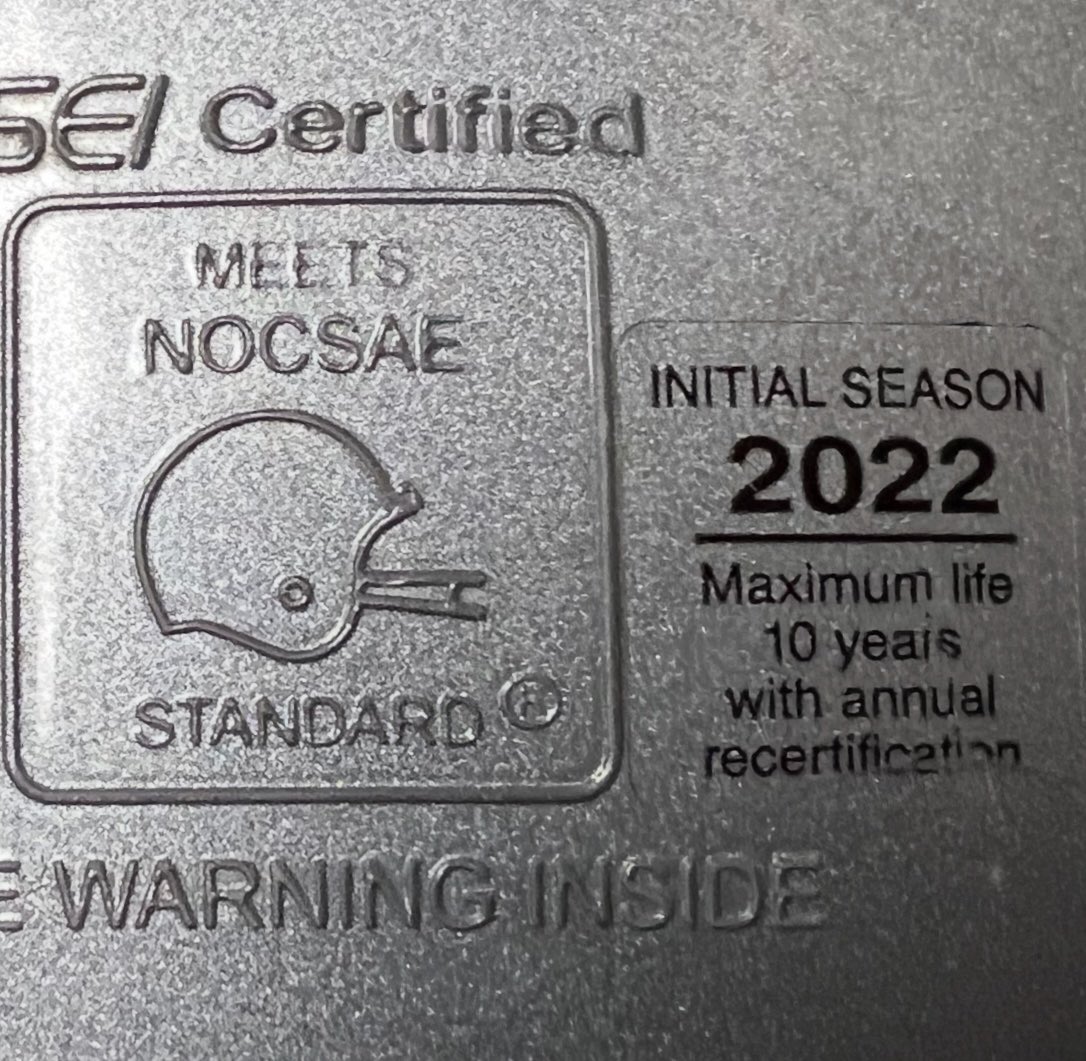 “Is my child’s helmet still usable and has it been recertified?”– the questions parents should ask b4 permitting their children to start practicing with contact. Check the sticker on the helmet. Outta date or recertification = 🚫 participation.