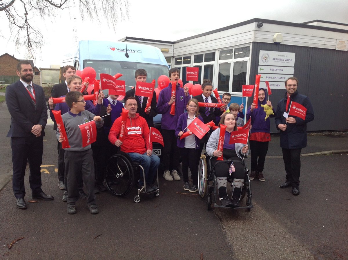 Applebee Wood would like to thank the Variety
Club and the Trevor Hemming Foundation, who
are our generous sponsors for our new school
bus. This bus will be used yo transport out young people  to off site activities and events. We are thrilled to be the lucky recipients.