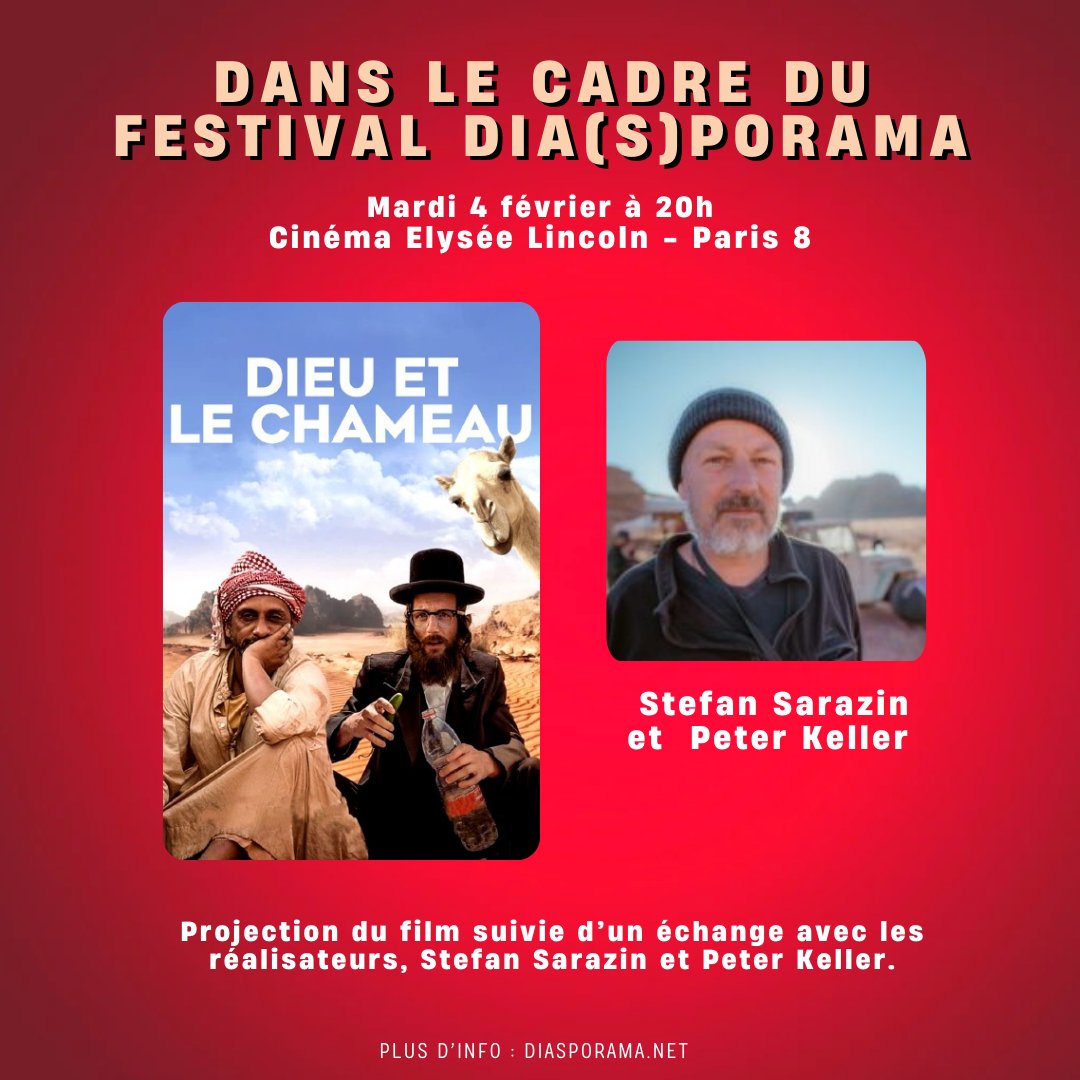 🎬 Demain - Projection du film Dieu et le Chameau !

Ne manquez pas la projection de cette comédie pleine d’humour, Dieu et le Chameau, un film à ne pas rater !  En présence de Stefan Sarazin et Peter Keller, les réalisateurs du film !