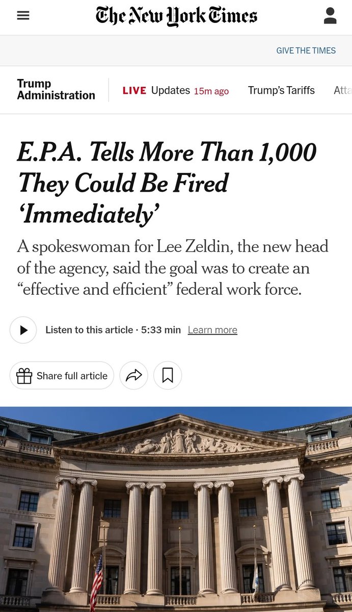 RyanMaue's tweet image. Oh my goodness, this is shocking news.  The E.P.A. tells more than 1,000 employees that they could be fired immediately.   

Their work on grappling/tackling climate change would be seriously imperiled.  😒