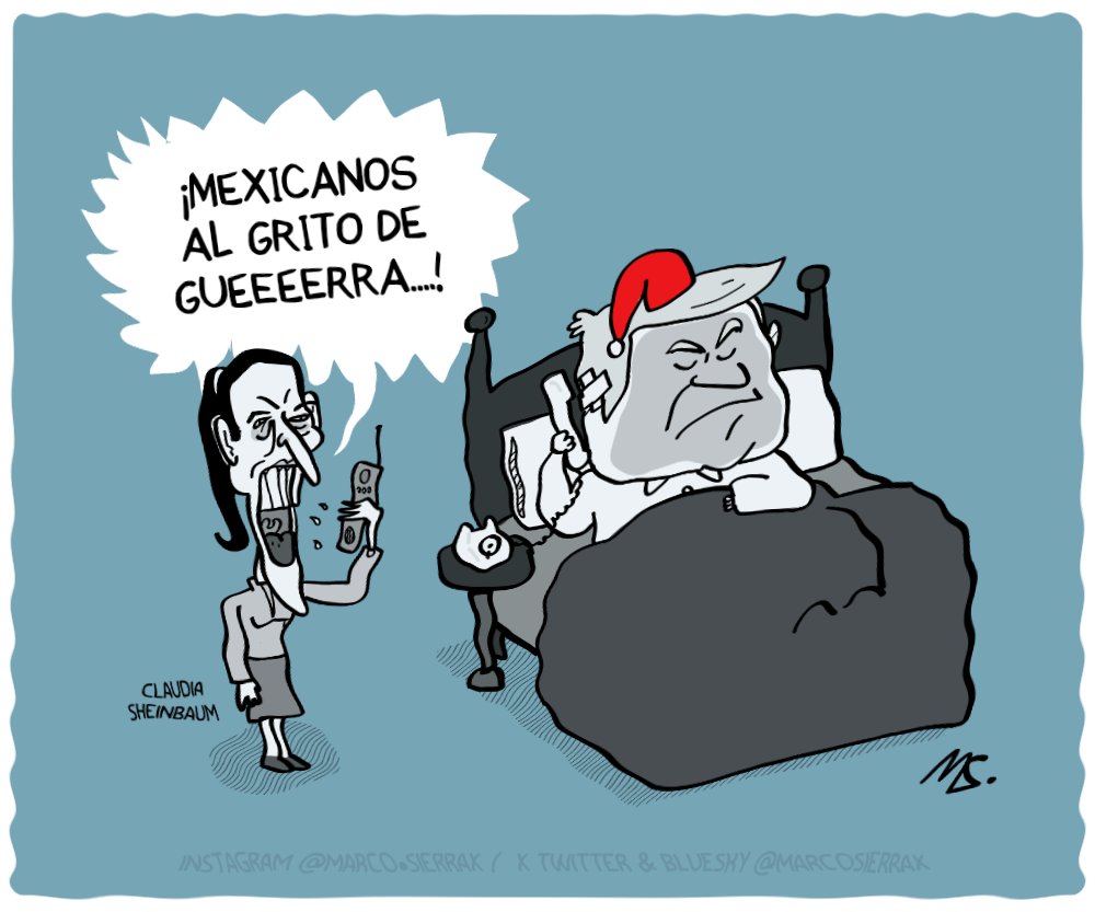 marcosierrax's tweet photo. La llamada de esta mañana entre Trump y Clau.
Mi cartón de hoy para Notitas musicales
#humor #TMEC #ArancelesAMéxico #soberano #HimnoNacional #oidosSordos https://t.co/kAR73BAADn
