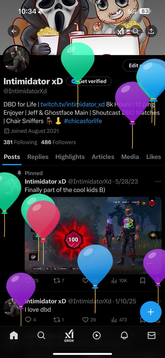 Balloon day 🥳 I honestly want to say I’m thankful for the past year and the friends I’ve met along the way. Here’s to another great year looking forward. ❤️ also I love dbd, keep being you dbd.