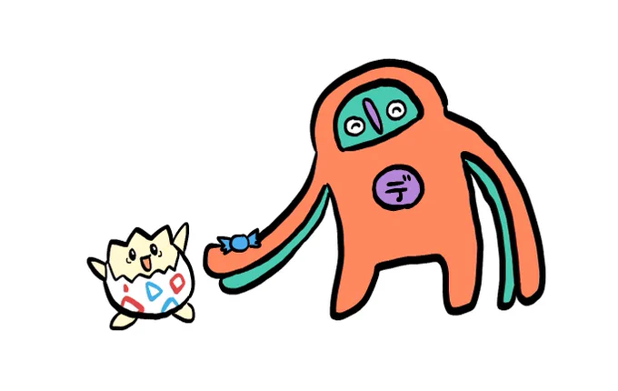 図鑑No.? うろ覚えデオキシス 生息域:? 悲しむ子供の気配を察知して飛んでくる。 とてもやさしい。 懐には飴が必ず入っているらしい。