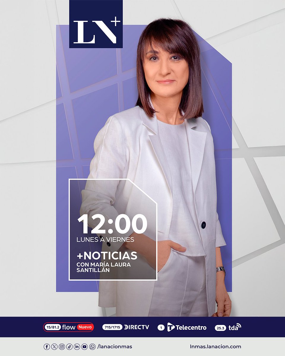 lanacionmas's tweet image. 🔷¡Estamos de vuelta!  

👉Desde hoy, @marialauratv te acompaña junto a un gran equipo en #MásNoticias de 12 a 13.30.