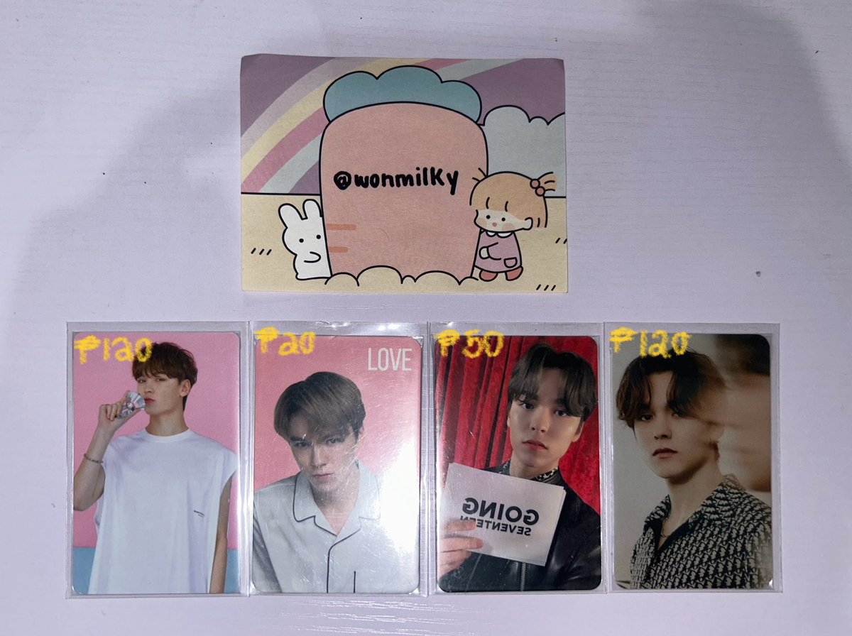 wonmilky's tweet photo. ׂ╰┈➤ wts / lfb / lf

Seventeen Decluttering Sale! ⋆౨ৎ˚⟡˖ ࣪
⁃random photocards 
⁃from album pulls, pob &amp; etc
⁃mostly vernon &amp; jun
⁃all are in mint condition
⁃with cute freebies! 💞

📍can meet up around ust or pasig

dm me if interested! ૮꒰ ˶• ༝ •˶꒱ა 💌 https://t.co/L3Nz5sCSG4