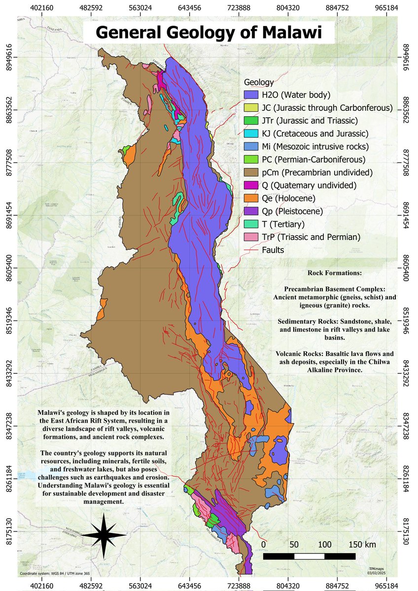 Spatial_CEO's tweet photo. We have to know ⚠️
The Geology of Malawi. What are we stepping on? #TPKmaps #wehavetoknow https://t.co/DHET3FbL1p
