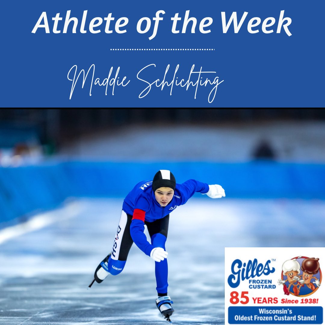 🏆 Gilles Athlete of the Week 🏆
Meet Maddie, this week’s Athlete of the Week! She is 12 years old and in 7th grade. She loves speedskating because it’s a unique, challenging sport, and she’s made amazing friends through the speedskating community.

Let’s give Maddie a big cheer!