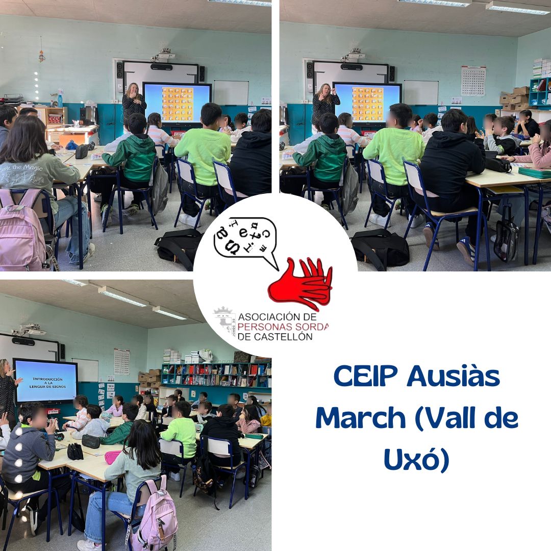 El viernes 31 de enero tuvimos una jornada en el CEIP Ausiàs March de la Vall de Uxó. Realizamos una acción divulgativa de la personas sordas y su Lengua de Signos con alumnado de 4º de primaria. Agradecer el interés y la participación activa  de todo el alumnado del aula.