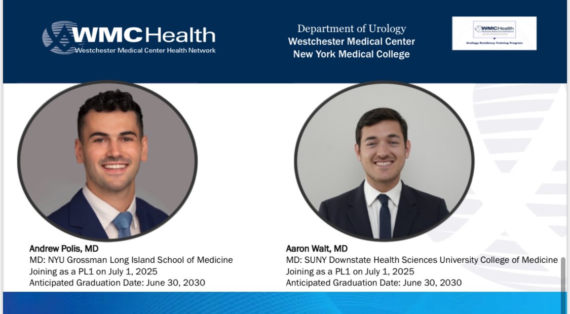 Congratulations to our incoming Urology Residents 
Andrew Polis, MD
Aaron Walt, MD #MatchDayLive #aua #wmc #excited #UroMatch #uromatch2025 #UroSoMe #urologymatch