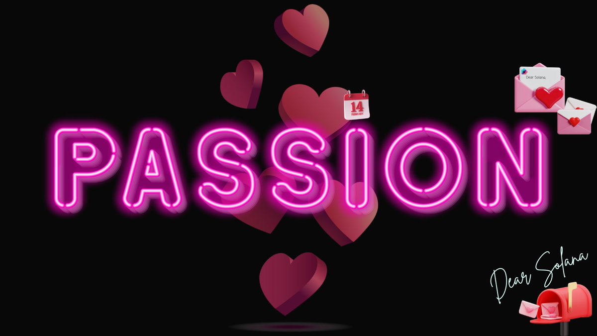 Solana Collective Presents: PASSION ♥️

🏆6 Winners
💰3,000 USDC in prizes
♥️2 Categories - Writing and Art/Creative

Its the month of hideous pink gradients and cheesy love notes. The month that pressures you to prove your love with plushies and poetry, cavities and