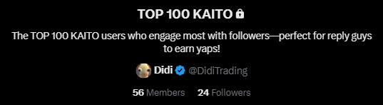 DidiTrading's tweet photo. Would you guys be interested in my TOP 100 KAITO list? 
If enough people engage, I might make it public