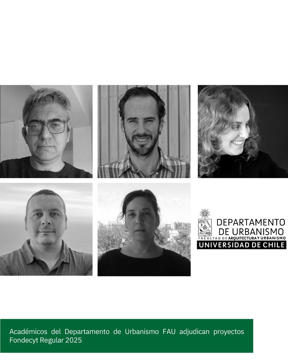 EnUrbanismo's tweet photo. Felicitaciones en #Fondecyt2025 a R. Mora, M. Herrmann, T. Cox, P. Velásquez y P. Sarricolea por impulsar proyectos que abordan espacio público, movilidad, co-gobernanza, fortaleciendo la investigación urbana.
Fuente: https://t.co/HvrSjx8ntI https://t.co/mdhwBxGmTN