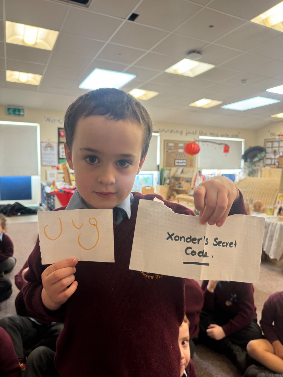 St_Andrew_Apost's tweet photo. Our ‘Secret Codes’ have been popular in Reception and are definitely inspiring us to read and write! ✍️🔐🌟🙌🏼 #SuccessfulSATA #SuccessfulReadingandWriting #SuccessfulEYFS https://t.co/vM5vS3web6