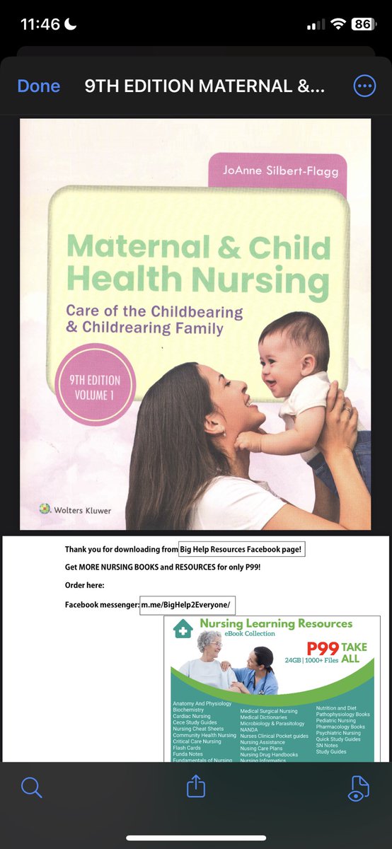 FOR SALE  lfb wts

pdf file maternal &amp; child health nursing 9th edition Joanne Silbert-Flagg 

for 40 pesos only!!!