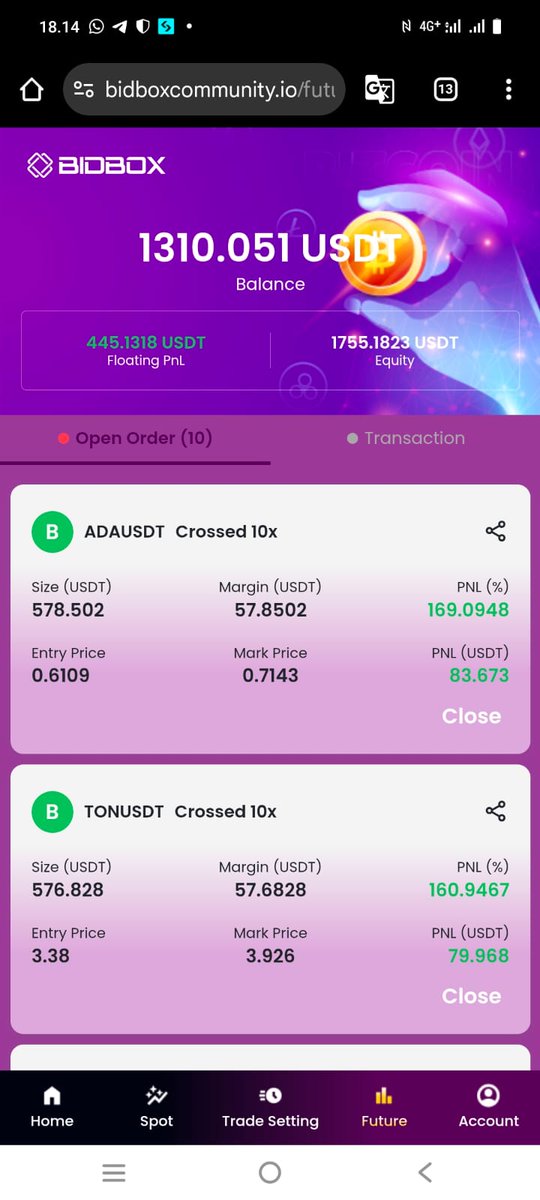 HadiCirebon2's tweet photo. Modal 1000 trading 15 hari hampir 100% 🔥🔥🔥🔥
Bidbox full auto
#tradingfuture #tradingcryoto #ai #bot #cuan #antimc #financial https://t.co/xXJntnlm0P