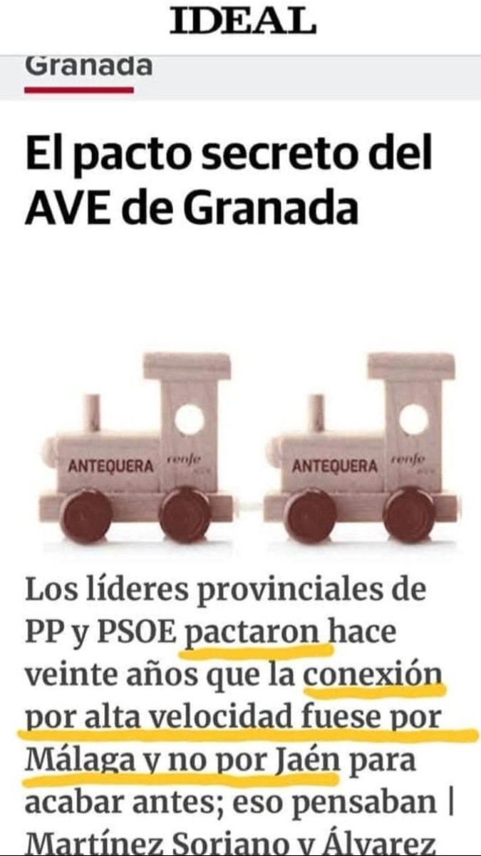 #AVE: #PP y #PSOE engañan a sus votantes de #Jaén. Nunca olvidemos que si Huelva va a tener #AVE no es solo porque #PSOE lo decida desde #Madrid, también lo es porque #PP lleva tiempo pidiéndoselo al Gobierno desde #Sevilla al tiempo que se olvida de la #provinciadejaen. Ambos.