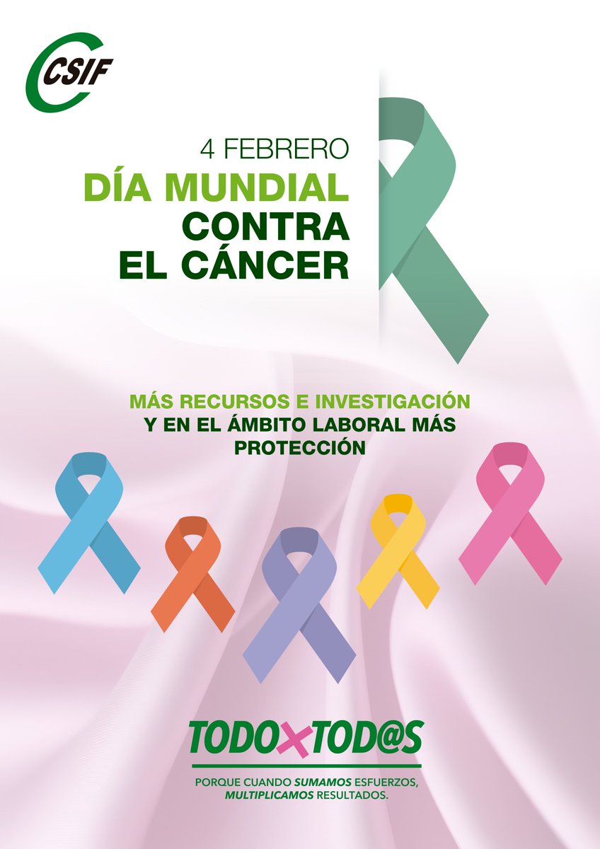 #DíaMundialContraElCancer | CSIF denuncia la escasa declaración de casos de cáncer laboral y reclama más recursos e investigación: sólo se reconocieron 106 casos en 2024

🗣️ Exigimos:

➡️ Medidas para el retorno al trabajo en los Comités de Seguridad y Salud.

➕ Mayor