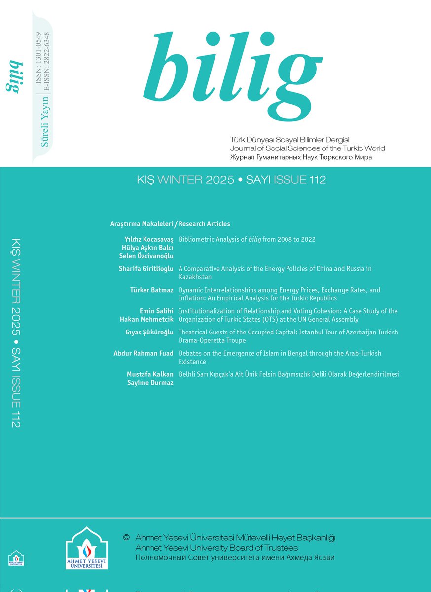 bilig’in yeni sayısını sizlere ulaştırmaktan mutluluk duymaktayız. Yeni yılın ilk ayında size ulaşan bu sayı münasebetiyle 2025 yılının milletimize ve tüm insanlığa güzellikler getirmesi temennisiyle yeni yılınızı kutluyoruz. bilig.yesevi.edu.tr
