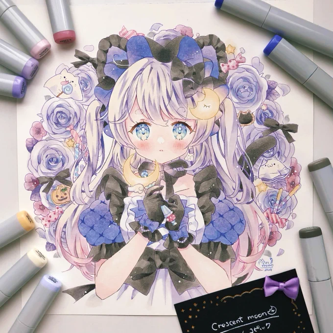 #刺さる人に届け一次創作祭りコピックでふんわりとした女の子を描いています 
